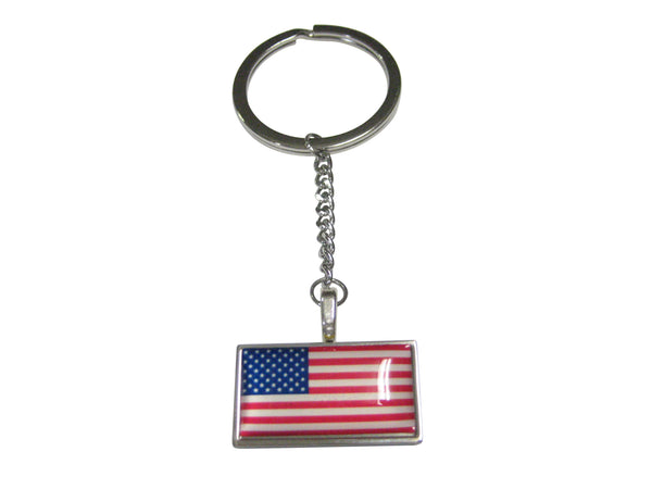 Thin Bordered USA American Flag Pendant Keychain