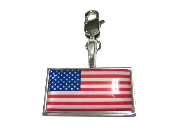 Thin Bordered USA American Flag Pendant Zipper Pull Charm