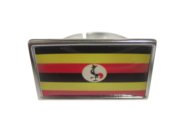 Thin Bordered Uganda Flag Adjustable Size Fashion Ring