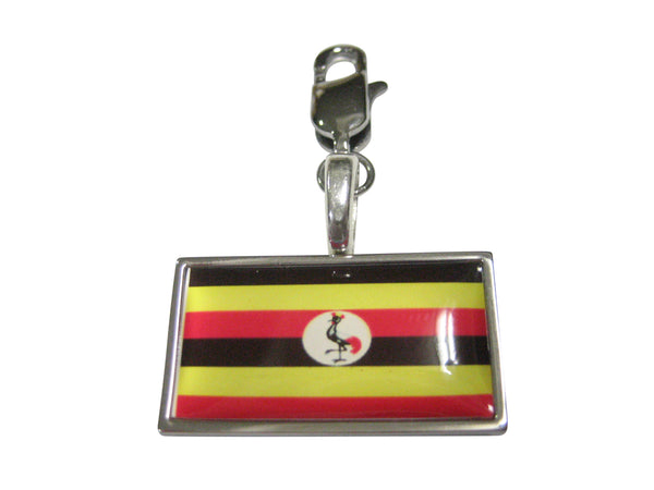 Thin Bordered Uganda Flag Pendant Zipper Pull Charm