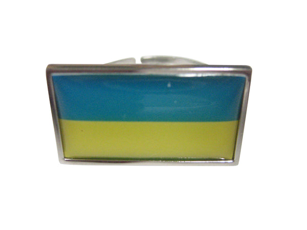Thin Bordered Ukraine Flag Adjustable Size Fashion Ring