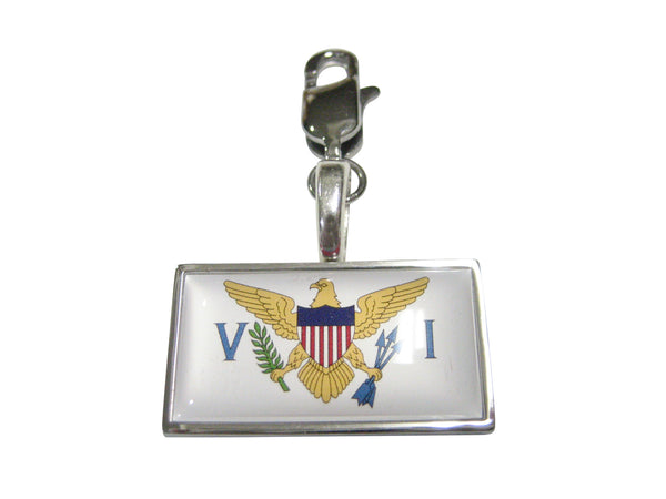 Thin Bordered United States Virgin Islands USVI Flag Pendant Zipper Pull Charm