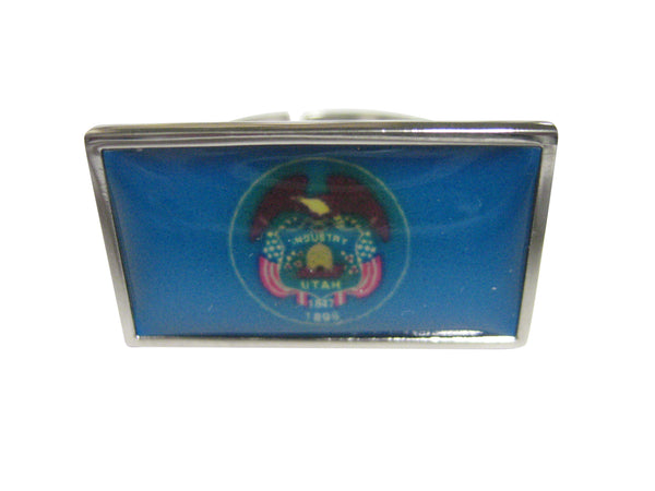 Thin Bordered Utah State Flag Adjustable Size Fashion Ring