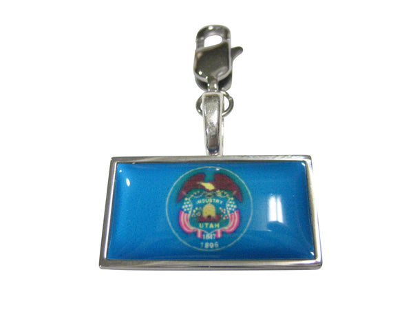 Thin Bordered Utah State Flag Pendant Zipper Pull Charm