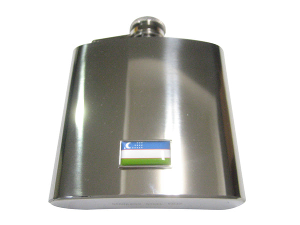 Thin Bordered Uzbekistan Flag 6oz Flask