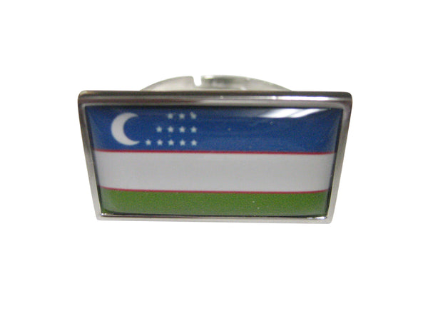 Thin Bordered Uzbekistan Flag Adjustable Size Fashion Ring