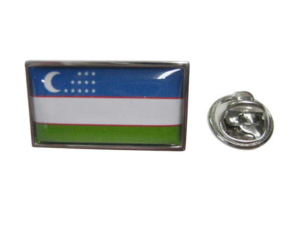 Thin Bordered Uzbekistan Flag Lapel Pin