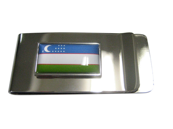 Thin Bordered Uzbekistan Flag Money Clip
