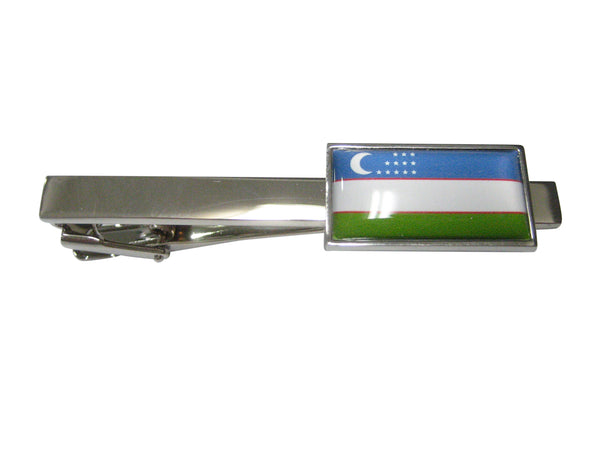 Thin Bordered Uzbekistan Flag Tie Clip