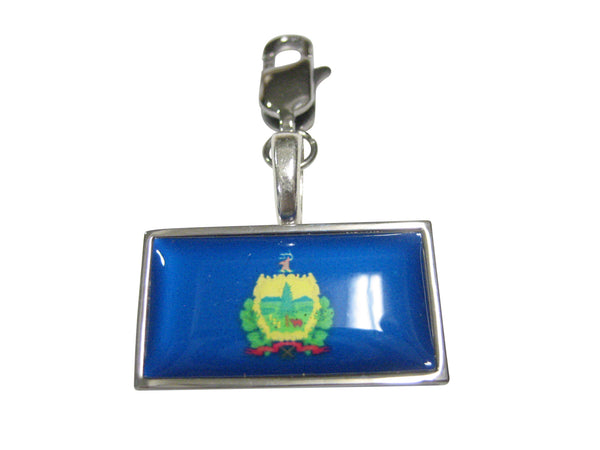 Thin Bordered Vermont State Flag Pendant Zipper Pull Charm