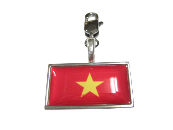 Thin Bordered Vietnam Flag Pendant Zipper Pull Charm