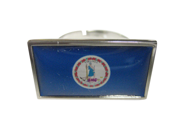Thin Bordered Virginia State Flag Adjustable Size Fashion Ring