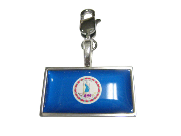 Thin Bordered Virginia State Flag Pendant Zipper Pull Charm