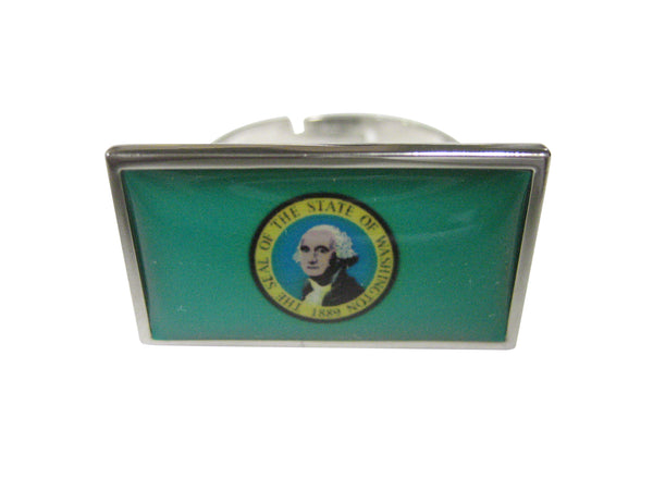 Thin Bordered Washington State Flag Adjustable Size Fashion Ring