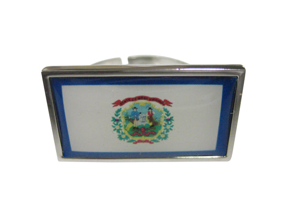 Thin Bordered West Virginia State Flag Adjustable Size Fashion Ring