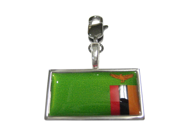 Thin Bordered Zambia Flag Pendant Zipper Pull Charm