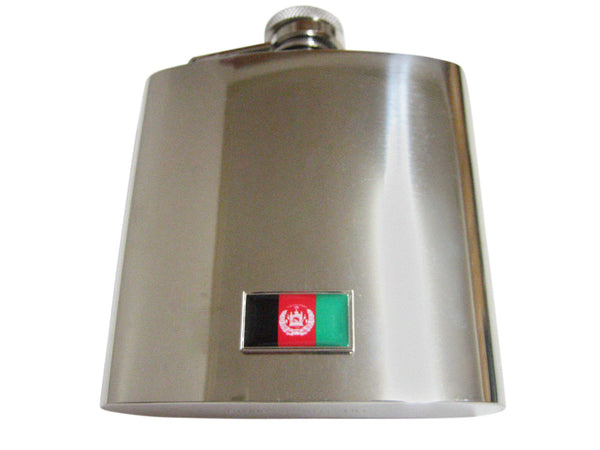 Thin Bordered Afghanistan Flag Pendant 6 Oz. Stainless Steel Flask