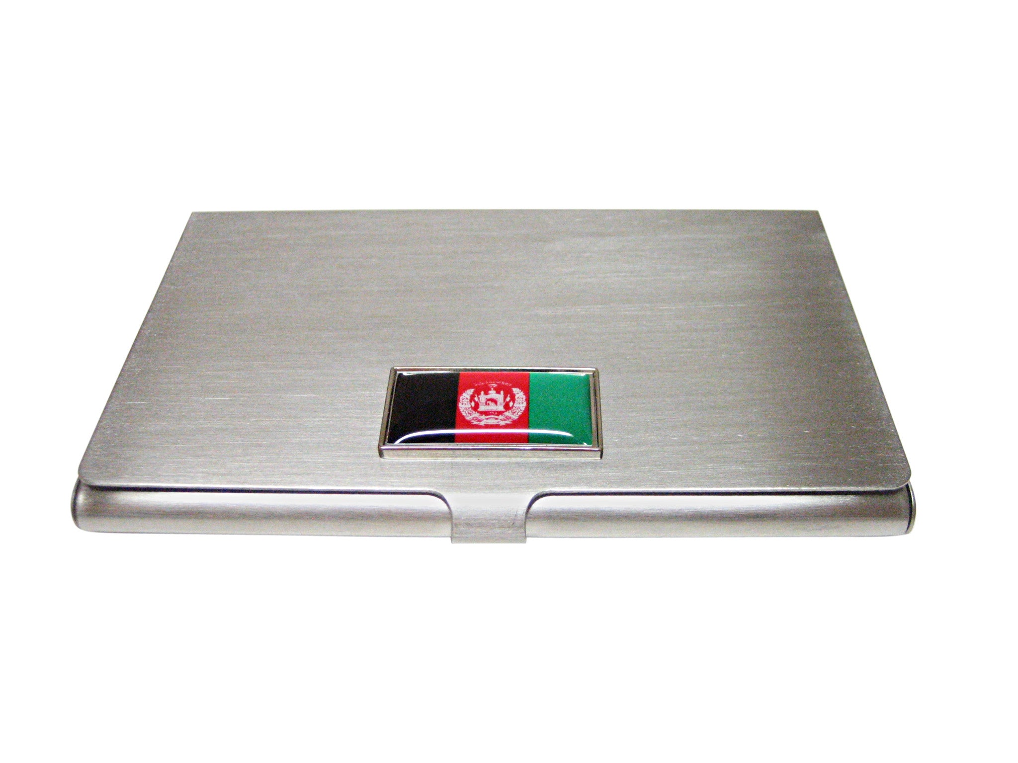 Thin Bordered Afghanistan Flag Pendant Business Card Holder