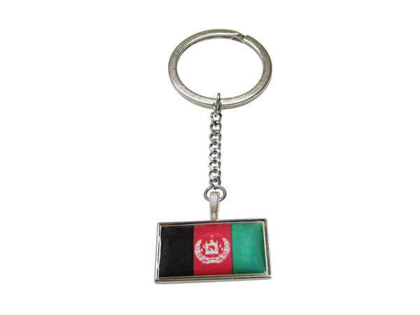Thin Bordered Afghanistan Flag Pendant Keychain