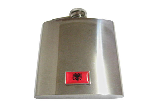 Thin Bordered Albania Flag 6 Oz. Stainless Steel Flask
