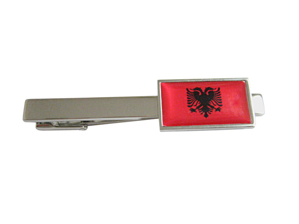 Thin Bordered Albania Flag Square Tie Clip