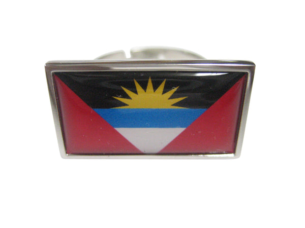 Thin Bordered Antigua and Barbuda Flag Adjustable Size Fashion Ring