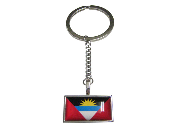 Thin Bordered Antigua and Barbuda Flag Pendant Keychain