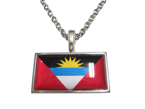 Thin Bordered Antigua and Barbuda Flag Pendant Necklace