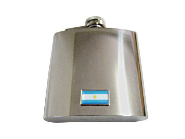 Thin Bordered Argentina Flag Pendant 6 Oz. Stainless Steel Flask
