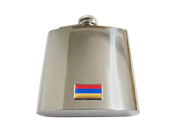 Thin Bordered Armenia Flag Pendant 6 Oz. Stainless Steel Flask