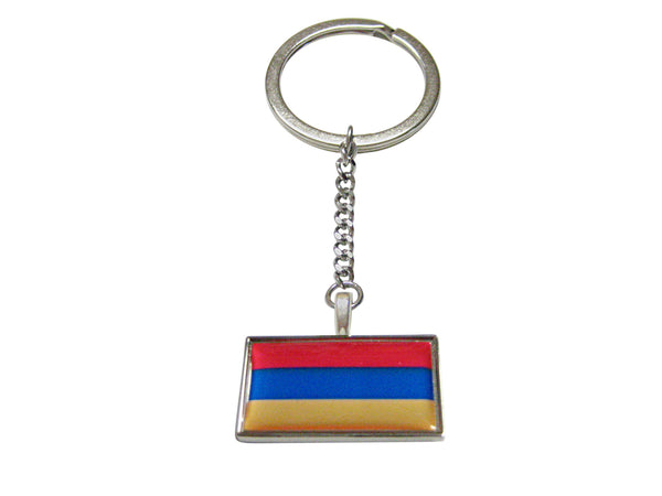 Thin Bordered Armenia Flag Pendant Keychain