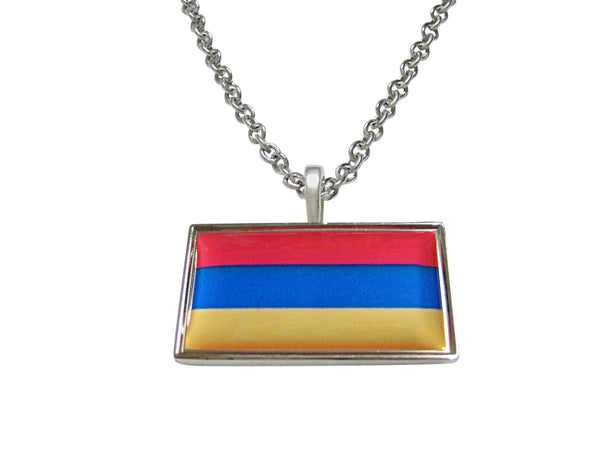 Thin Bordered Armenia Flag Pendant Necklace