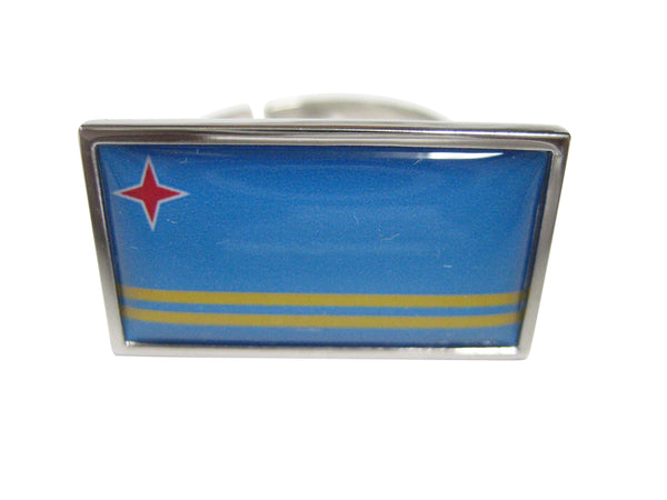 Thin Bordered Aruba Flag Adjustable Size Fashion Ring