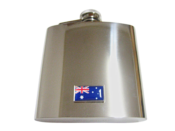Thin Bordered Australia Flag Pendant 6 Oz. Stainless Steel Flask