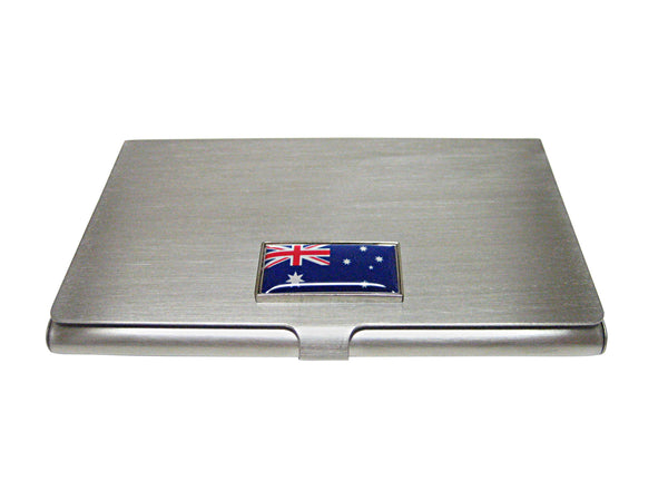 Thin Bordered Australia Flag Pendant Business Card Holder