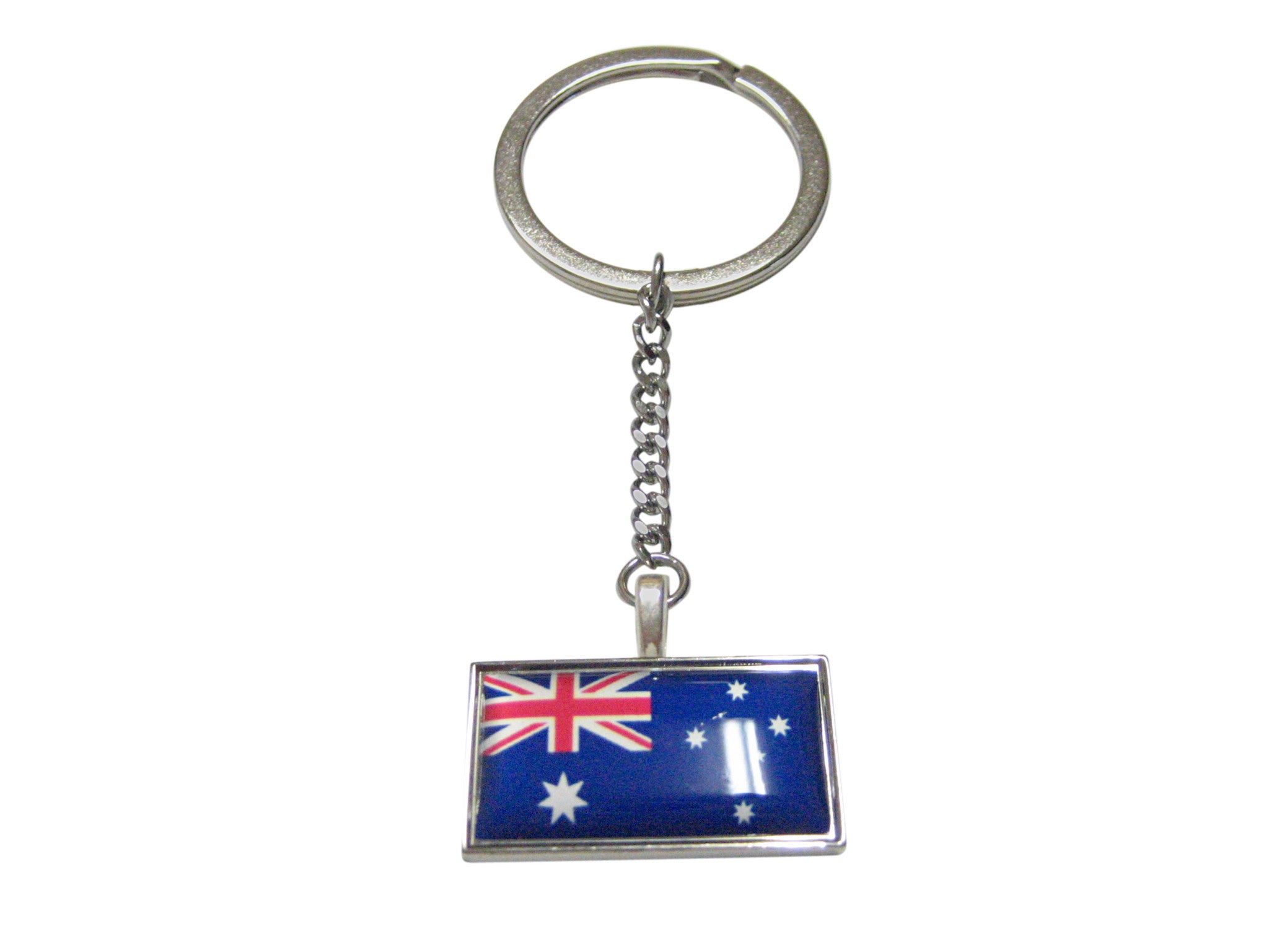 Thin Bordered Australia Flag Pendant Keychain