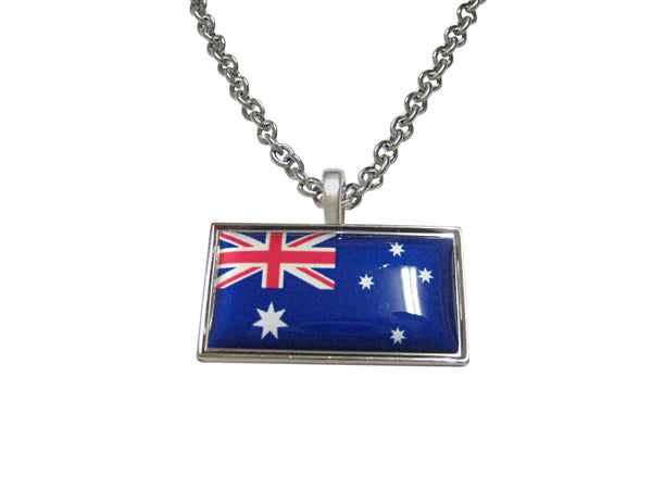 Thin Bordered Australia Flag Pendant Necklace