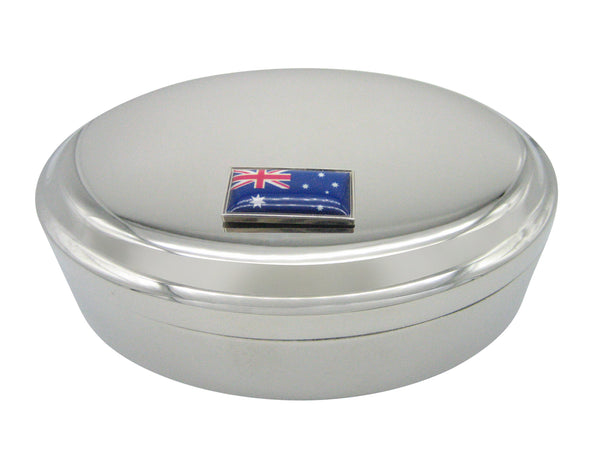 Thin Bordered Australia Flag Pendant Oval Trinket Jewelry Box