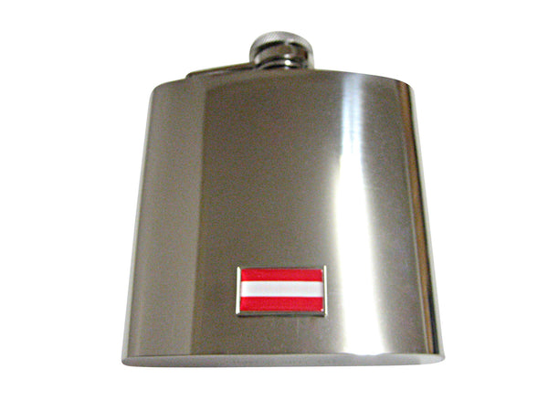 Thin Bordered Austria Flag Pendant 6 Oz. Stainless Steel Flask