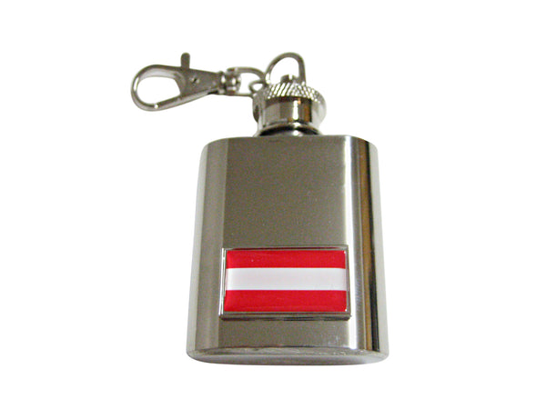 Thin Bordered Austria Flag Pendant 1 Oz. Stainless Steel Key Chain Flask