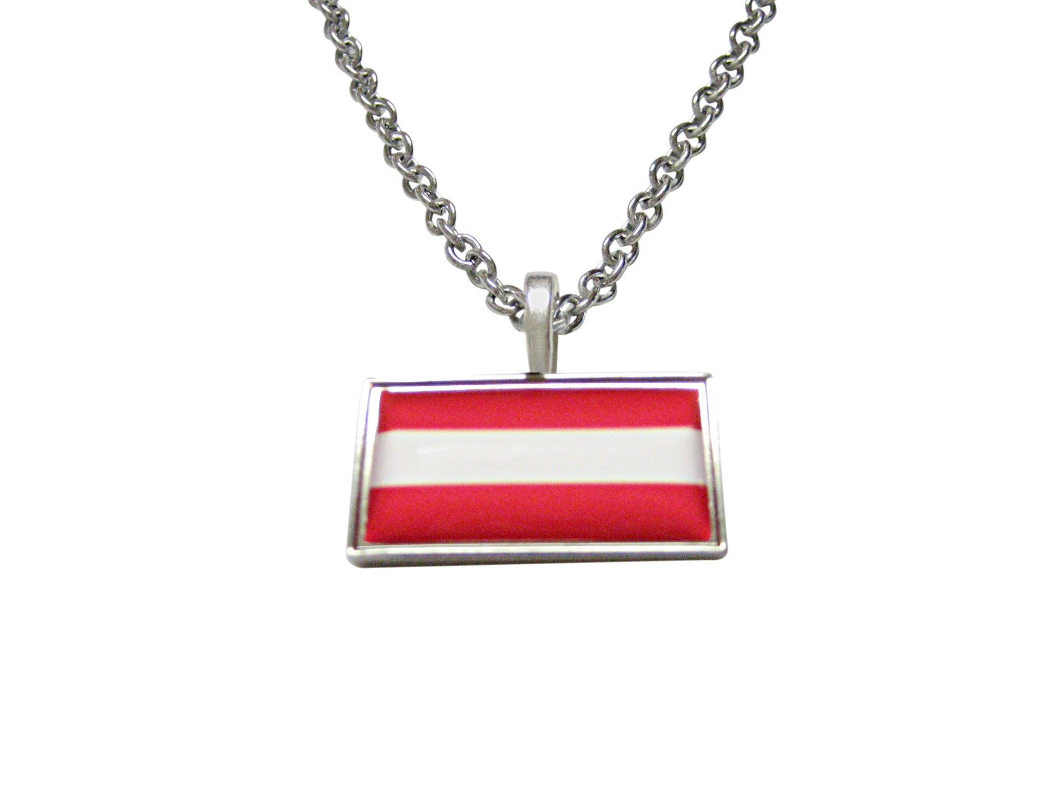 Thin Bordered Austria Flag Pendant Necklace