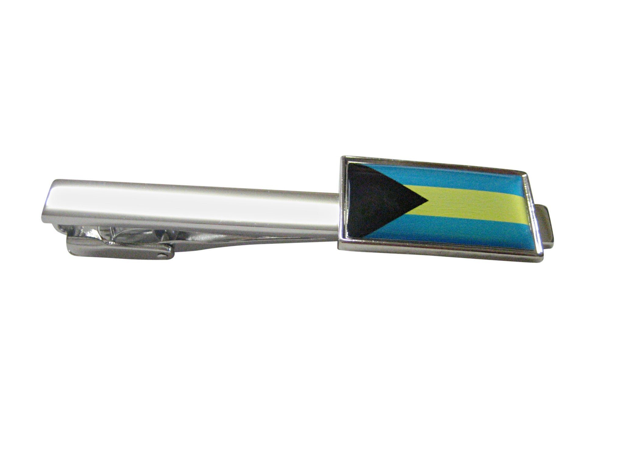 Thin Bordered Bahamas Flag Square Tie Clip