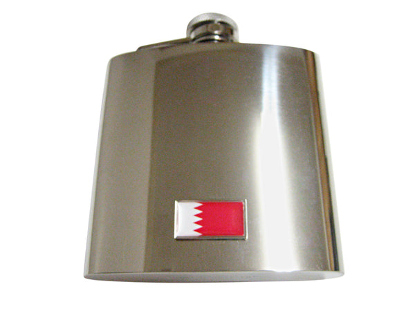 Thin Bordered Bahrain Flag Pendant 6 Oz. Stainless Steel Flask