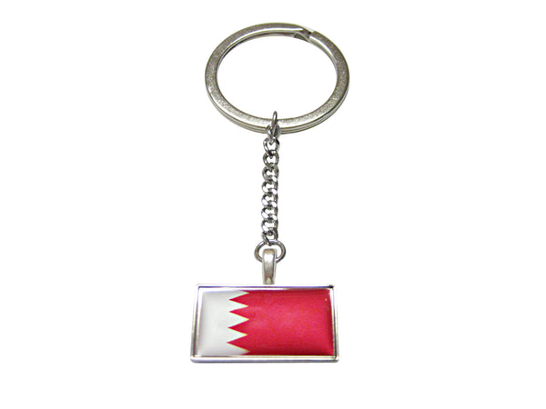 Thin Bordered Bahrain Flag Pendant Keychain