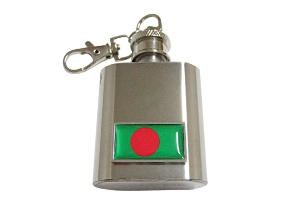 Thin Bordered Bangladesh Flag 1 Oz. Stainless Steel Key Chain Flask