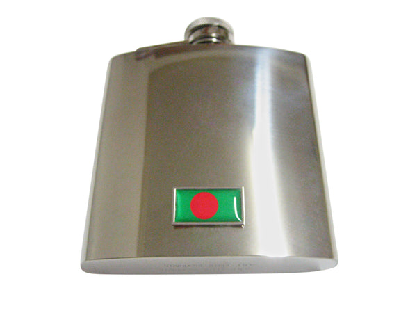 Thin Bordered Bangladesh Flag 6 Oz. Stainless Steel Flask