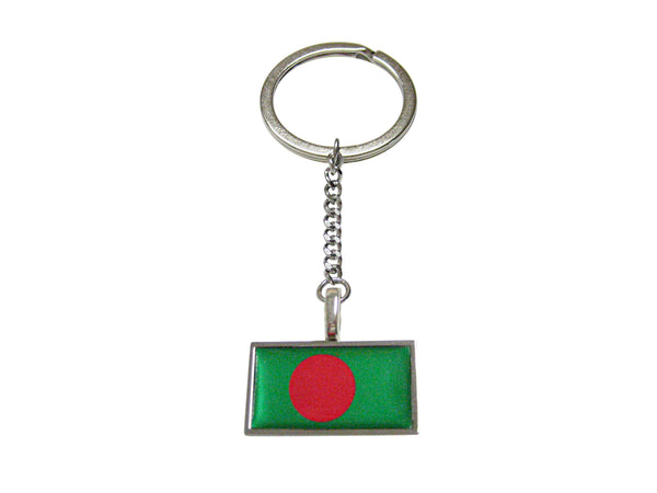 Thin Bordered Bangladesh Flag Pendant Keychain