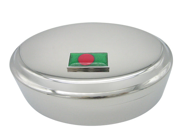 Thin Bordered Bangladesh Flag Pendant Oval Trinket Jewelry Box