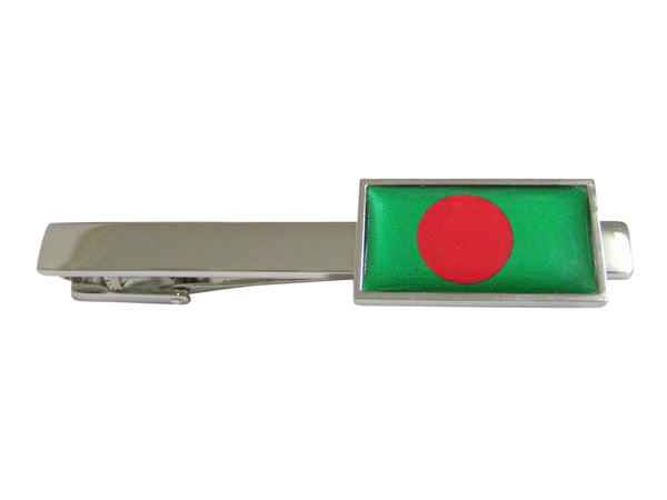 Thin Bordered Bangladesh Flag Square Tie Clip