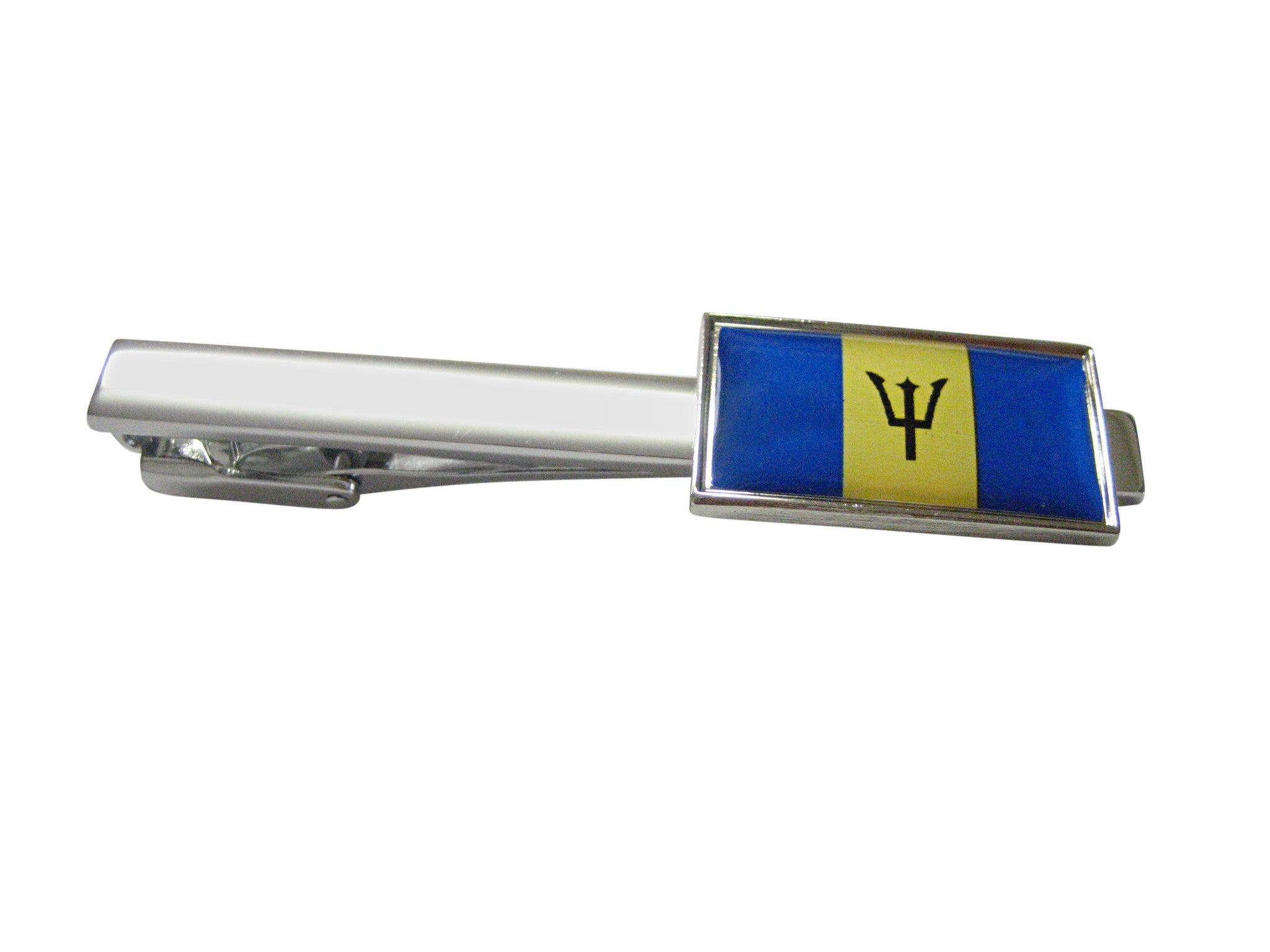Thin Bordered Barbados Flag Pendant Square Tie Clip
